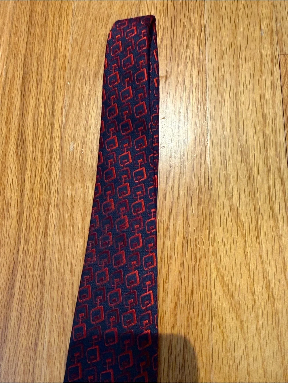 Gucci Vintage Navy and Red Geometric Silk Tie